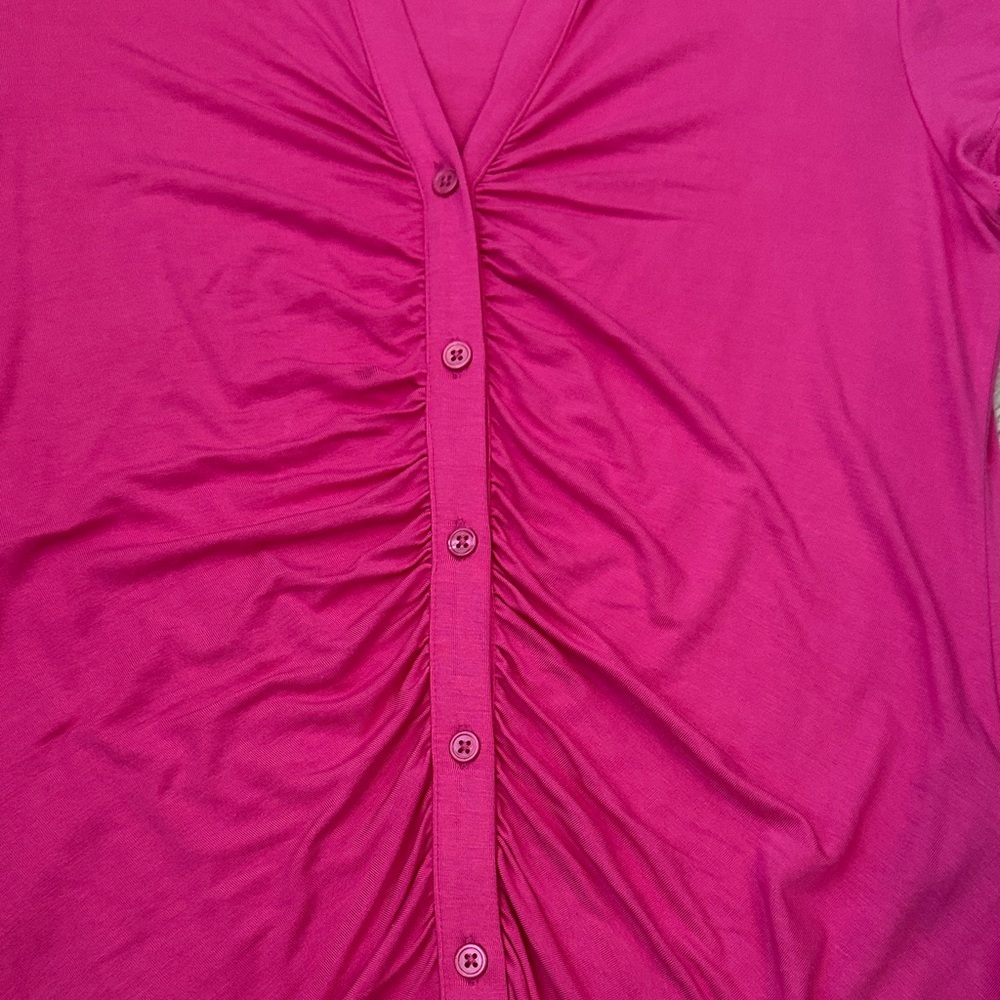 NWT From Anthropologie- XL Sanctuary Dream Vibrant Pink Ruched Button up top - Picture 5 of 12